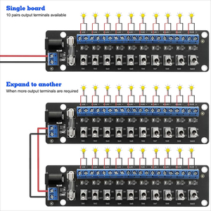 Module de distribution d'alimentation CC 3V-24V, connecteur 10 canaux avec interrupteur à bascule individuel PCB019L - Product Image 1