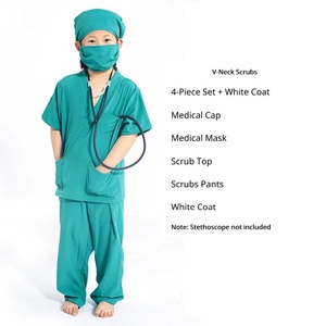 Disfraz <span class=keywords><strong>de</strong></span> Médico Auténtico para Niños y Adultos, para el Día <span class=keywords><strong>de</strong></span> las Profesiones, Juego Escolar, Blusa Quirúrgica con Cuello en V, Pantalones, Gorro Quirúrgico, Máscara, Conjunto <span class=keywords><strong>de</strong></span> 4 Piezas, Ropa para Fiestas - Product Image 6