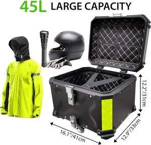 ZHUITU - Baúl Superior de Aluminio con Óxido de Plata de 45 Litros, Baúl de Carga Grande para Motocicleta, Cajas de Aluminio para Almacenamiento - Product Image 6