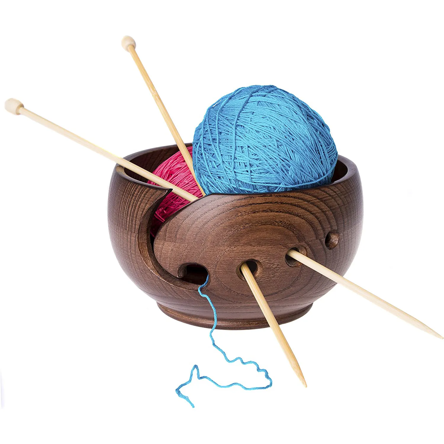Bol de fil à tricoter en bois crochets et Crochet accessoires support bol à tricoter en bois bol en fil de chat lourd fait à la main bol en bois