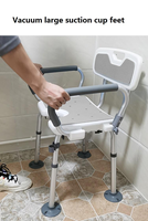 Chaise de douche médicale en alliage d'aluminium avec accoudoirs, dossier réglable, légère, antidérapante, pour personnes âgées, capacité de 136 kg