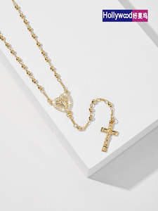 Joyería Religiosa Católica Collar <span class=keywords><strong>con</strong></span> Colgante de Circón de la Virgen María, <span class=keywords><strong>San</strong></span> Judas y <span class=keywords><strong>San</strong></span> <span class=keywords><strong>Benito</strong></span>, Rosario <span class=keywords><strong>con</strong></span> <span class=keywords><strong>Cruz</strong></span> Bañado en Oro de 14k - Product Image 2