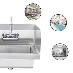 Lavabo mural en acier inoxydable de fabrication en acier de cuisine commerciale avec <span class=keywords><strong>garde</strong></span>-boue latéral - Product Image 5
