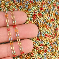 Rantai Bibir Multiwarna Stainless Steel 3x6MM Rantai Minyak Mengalir Rantai Buatan Tangan DIY Pembuatan Kalung Perhiasan Grosir