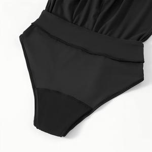 Leggings noirs pour femme - Broderie unie, protection anti-fuite <span class=keywords><strong>12</strong></span> heures avant et arrière, 4 couches, sans couture, double couche, taille haute, sport - Product Image 6