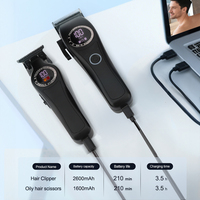 Tondeuse à cheveux professionnelle Lanumi N-8882 rechargeable par USB, faible bruit, kit pour barbier, 2600 mAh, 210 min, 4 niveaux, acier inoxydable, usage domestique