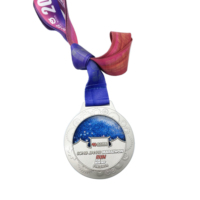 Médaille de karaté et de gymnastique plaquée argent en alliage de zinc avec émail, trophée de marathon, offre spéciale