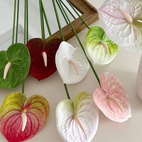 KX001 merasa tangan 3D dicetak batang tunggal kecil Anthurium tanaman bunga merah muda buatan untuk pernikahan Natal acara wisuda
