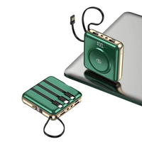 Nuevo Banco de Energía Inalámbrico Magnético Ultrafino y Mini de 5000/10000mAh con 4 Cables Integrados, Cargador de Emergencia Portátil para Teléfono con Linterna