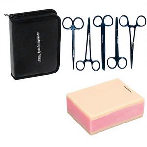 Kit de pratique de la suture pour étudiants en médecine, ensemble complet d'instruments en acier inoxydable, coussin en silicone pour la peau, pour la chirurgie générale - Product Image 1