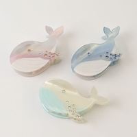Pince à cheveux Yuxi personnalisée en acétate de cellulose, motif baleine mignonne, avec strass, dégradé premium, pour accessoires capillaires féminins