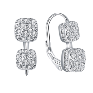 Luxury 925 Sterling <b>Silver</b> Rhodium Plated Moissanite <b>Hoop</b> <b>Earrings</b> with Claw Setting for Women's Wedding Engagement Party Gift - Product Image 1