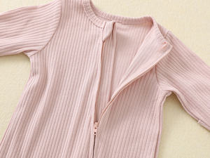 <span class=keywords><strong>Vestiti</strong></span> personalizzati <span class=keywords><strong>di</strong></span> bambù per bambini 4*1 body a coste in maglia traspirante Casual con cerniera a maniche lunghe un pezzo per bambino - Product Image 5