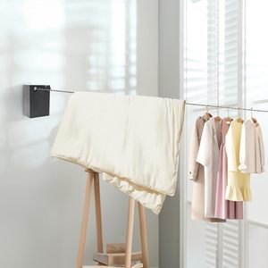Séchoir mural escamotable avec câble en acier de 4 m – Corde <span class=keywords><strong>à</strong></span> <span class=keywords><strong>linge</strong></span> rétractable en acier inoxydable pliable <span class=keywords><strong>pour</strong></span> salle de bain et balcon - Product Image 3