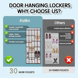 Door <b>Shoe</b> Organizer 30 Breathable Mesh Pockets Large Capacity Compact Portable Closet <b>Storage</b> Hanging <b>Shoe</b> Rack Organizer - Product Image 4