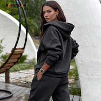 Ensemble de survêtement polaire d'hiver pour femme grande taille avec sweat à demi-zip et pantalon de jogging oversize, 2 pièces
