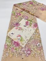 Tissu populaire à imprimé végétal avec perles et broderie de paillettes pour robes, tenues de soirée, vêtements pour enfants, chaussures, sacs, chapeaux et gilets