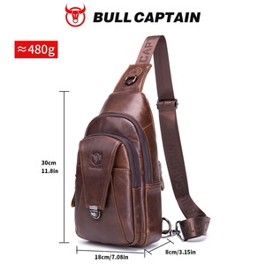 Bolso Bandolera de Cuero Genuino BULL CAPTAIN para Hombre, Estilo Vintage, para Uso Diario, Negocios y Viajes, con Cadenas - Product Image 5