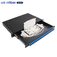 Boîtier de distribution de fibres optiques Unionfiber 1U 24 ports, panneau de brassage en métal pour montage en rack, SC LC FC ST pour FTTH Télécom OEM ODM