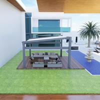 Pergola en alliage d'aluminium à montage facile, avec auvent en PVC télécommandé, anti-UV, coupe-vent, autoportante, pour une vie moderne en plein air