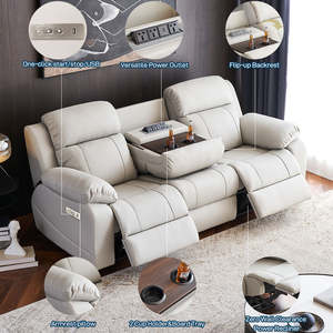 Divano Sezionale Moderno Reclinabile Elettrico in Pelle PU, Set Arredamento Modulare per Soggiorno con 3 Posti, Porte USB, Vendita all'Ingrosso - Product Image 4