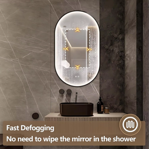 <span class=keywords><strong>Miroir</strong></span> <span class=keywords><strong>de</strong></span> <span class=keywords><strong>salle</strong></span> <span class=keywords><strong>de</strong></span> <span class=keywords><strong>bain</strong></span> ovale moderne à LED IP44 avec éclairage, interrupteur tactile, anti-buée, pour la décoration et le maquillage - Product Image 2
