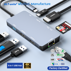 ULT-unite Nouveauté Hub <span class=keywords><strong>USB</strong></span> 4K 60Hz UHD 8-en-1 Haute Vitesse <span class=keywords><strong>USB</strong></span>-<span class=keywords><strong>C</strong></span> 3.0 avec Ethernet et HDMI pour Ordinateur Portable et de Bureau - Product Image 1