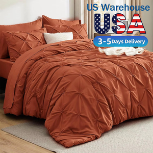 Set Copripiumino 5 Pezzi con Pieghe a Pizzico, Colore Personalizzabile, Misure <span class=keywords><strong>Queen</strong></span> e King, Traspirante, Set Biancheria da Letto, Disponibile in Magazzino USA - Product Image 1