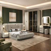 Ensemble de meubles de chambre à coucher complet de luxe pour filles, cadre de lit en tissu entièrement rembourré, personnalisable, taille twin, full, queen, king
