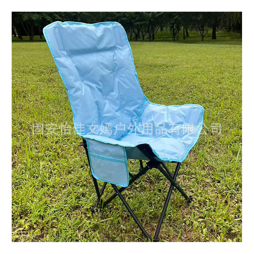 พนักพิงสูงบุผ้าฝ้ายสีฟ้า