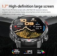 Montre connectée sport 2026 avec batterie 1100 mAh, lampe de poche, suivi d'activité, appels Bluetooth, fonctions d'oxygénation sanguine, étanche, compatible Android