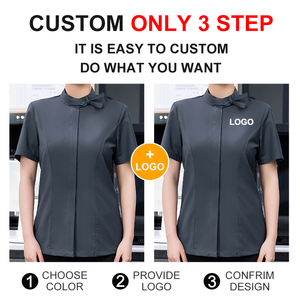 Vêtements de sécurité, vêtements de travail pour femme, polos, chemises en coton pour homme, chemises de travail rétro à col rond pour restaurant - Product Image 4