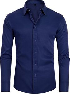 Chemise de costume pour homme respirante à manches longues, couleur naturelle, boutons, coupe ajustée, style business décontracté, avec embellissements en strass - Product Image 4