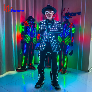 Michael Jackson LED Fiber Glow Cool Light Show Costume de danse Costume de performance de scène attrayant pour la danse de salon <span class=keywords><strong>latine</strong></span> - Product Image 4
