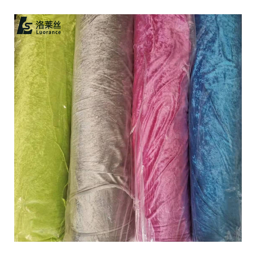 Weft knitting velour panne velvet 100% polyester plain ice crushed velvet fabric