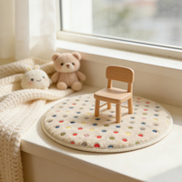 Tapis miniature pour maison de poupée à l'échelle 1/12, tapis de sol rond ovale à surface en peluche pour la décoration de scènes en diorama
