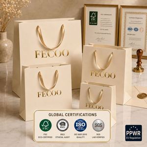 Sacs cadeaux en papier blanc écologiques imprimés sur mesure avec poignée en ruban pour les faveurs de mariage, les fêtes de mariage et les travaux manuels - Product Image 1