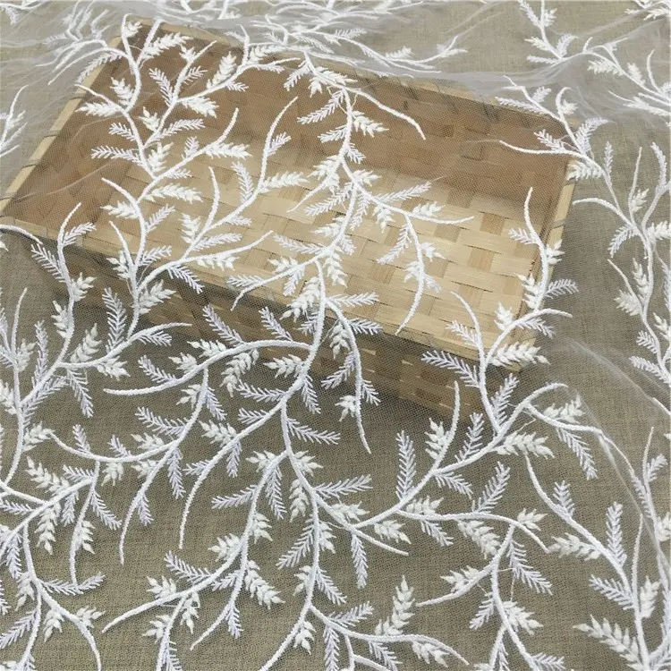 JORICE-tejido de encaje bordado con hojas de bambú, tejido de encaje a la moda, el último diseño