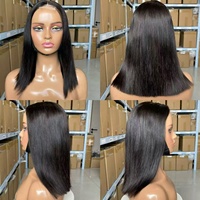 Peluca Bob Recta con Frente de Encaje 2x6, Densidad 300%, 14-30 Pulgadas, al por Mayor, Lista para Usar, Hecha de Cabello Humano 100%