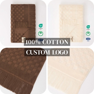 Toalla de Playa Jacquard Tropical de Gran Tamaño, 100% Algodón, con Logotipo Personalizado en Relieve, Certificación OEKO-TEX, de Lujo, Color Marrón, para Piscina y Baño - Product Image 3
