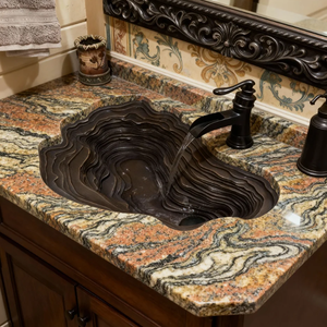 Lavabo en bronze artisanal pour salle de bain de luxe, <span class=keywords><strong>design</strong></span> topographique en terrasses avec des éléments sculpturaux pour la décoration de ferme - Product Image 6