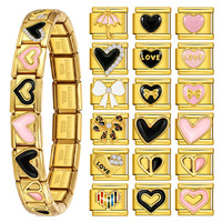 Gelang Pesona Italia Y2k Kustom DIY Berlapis Emas Romantis Cinta Gelang Pesona Baja Tahan Karat Perhiasan Fashion Wanita Hadiah
