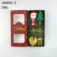 Ensemble de vaisselle de fête, ensemble de fourchettes et cuillères à manche en plastique, ensemble de vaisselle en métal, ensemble de vaisselle de Noël à thème dessin animé