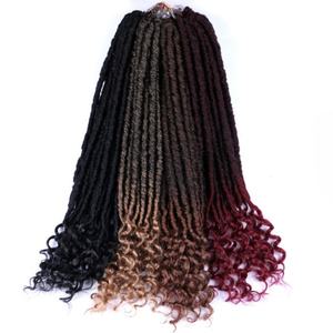 Tresses Crochet Faux Locs Déesse Droites 18 Pouces, Lot de 12 Mèches, Extensions de Cheveux Synthétiques <span class=keywords><strong>Dreadlocks</strong></span> avec Pointes Bouclées - Product Image 2