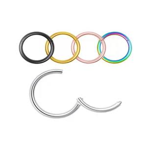 Anillos de Labio de Acero Médico de 1.2 mm de Grosor, Anillos de Nariz con Hebilla Sin Costuras, Joyería de Piercing Redonda de Acero Inoxidable Unisex - Product Image 1