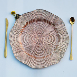 أطباق زجاجية مطلية كهربائياً، أطباق زجاجية وردية للتقديم، أطباق زجاجية للعشاء - Product Image 3