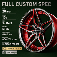 Jantes forgées 3 pièces 5 branches rouge-noir 20x10 5x114.3 6061 T6 sur mesure à déport profond pour Infiniti, livraison directe usine OEM, vente chaude