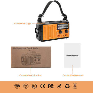 Taşınabilir şarj edilebilir acil güneş el krank AM/FM radyo USB telefon şarj 10000mAh güç banka SOS sinyal fener 5W - Product Image 3