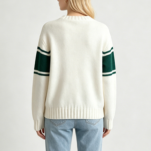 <span class=keywords><strong>Pull</strong></span> en coton personnalisé OEM ODM avec logo en jacquard, col rond, manches longues, rayures, <span class=keywords><strong>pull</strong></span> <span class=keywords><strong>de</strong></span> sport en tricot <span class=keywords><strong>de</strong></span> style rugby pour femme - Product Image 5