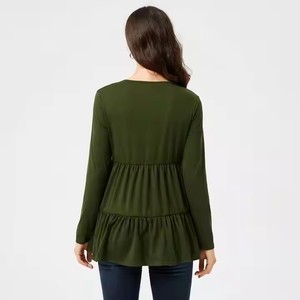 Vêtements de maternité pour femmes enceintes, col rond à manches longues, T-<span class=keywords><strong>shirt</strong></span> lactable pour le printemps et l'automne, vente en gros pour les Américains d'Europe - Product Image 4